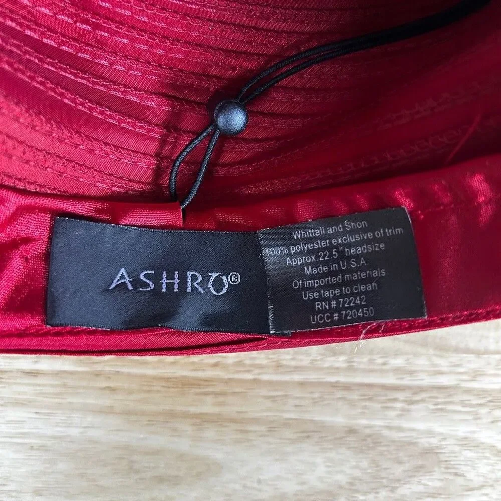 Ashro Whittall and Shon Red Church Hat Fascinator Beaded Velvet Flower Bow